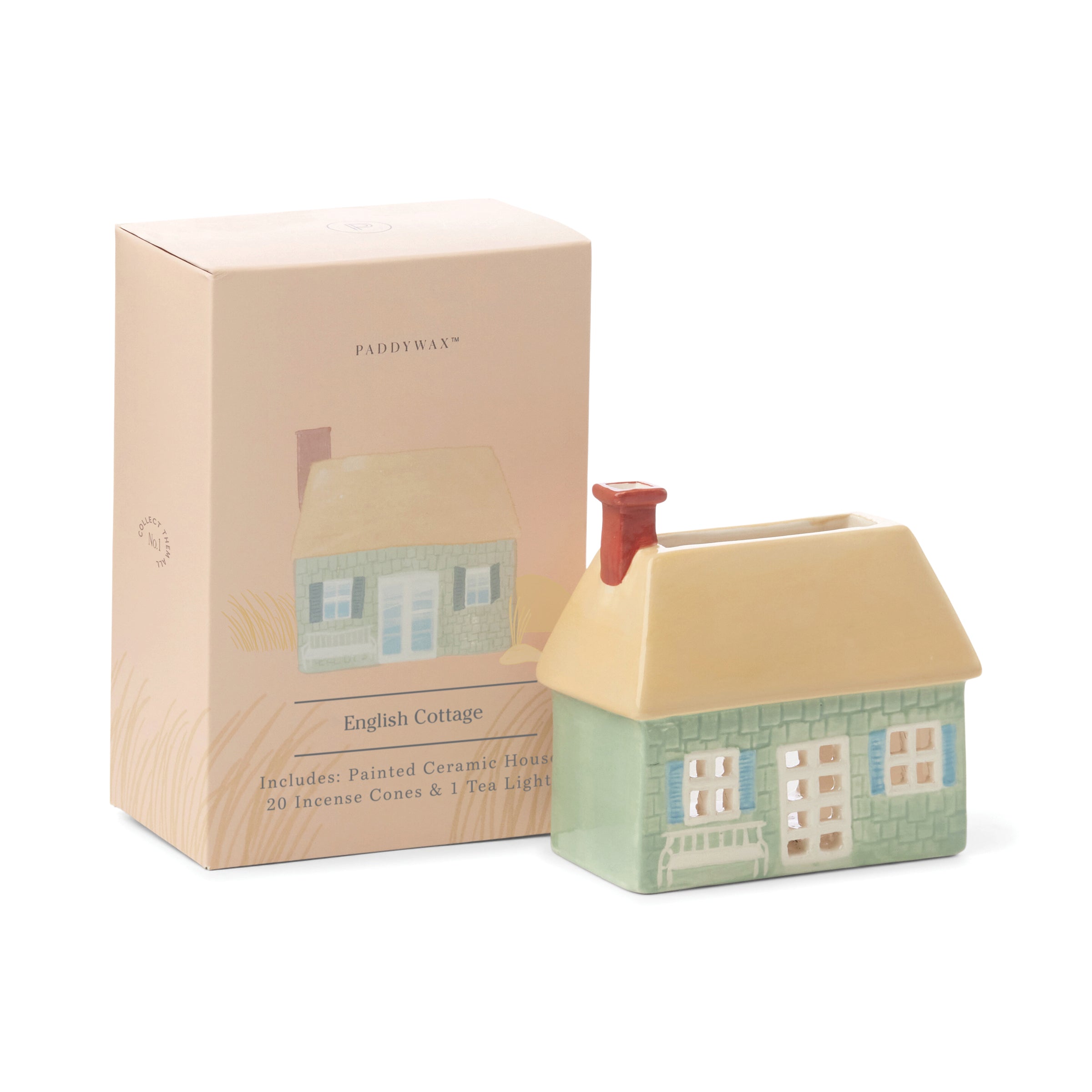 Thekbunny Incense House with Tea Light + 20 Cones, English Cottage