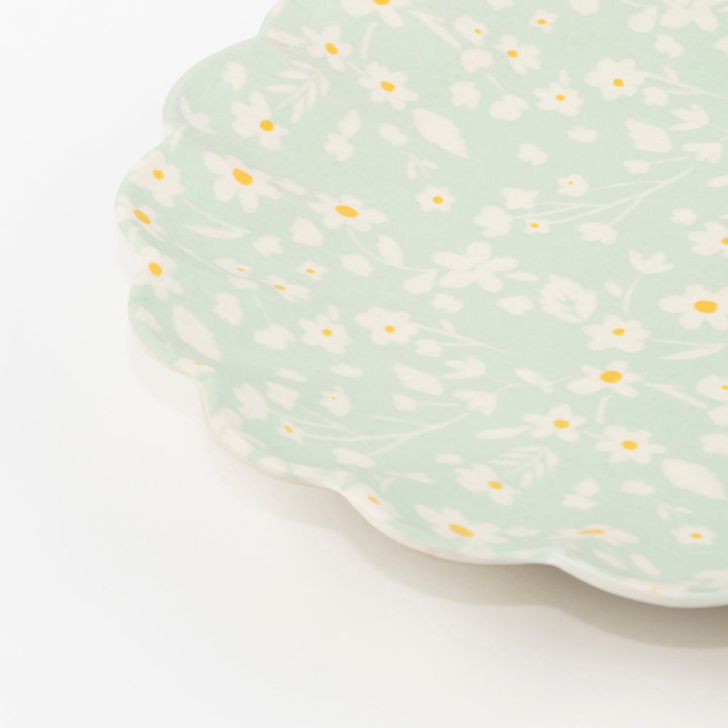 Floral Reusable Bamboo Large Plates, Set of 6