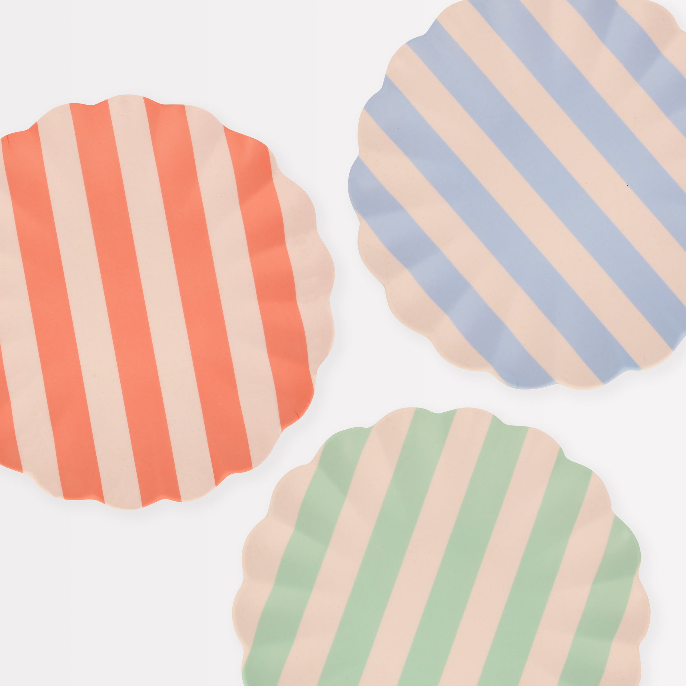 Stripy Reusable Bamboo Large Plates, Set of 6