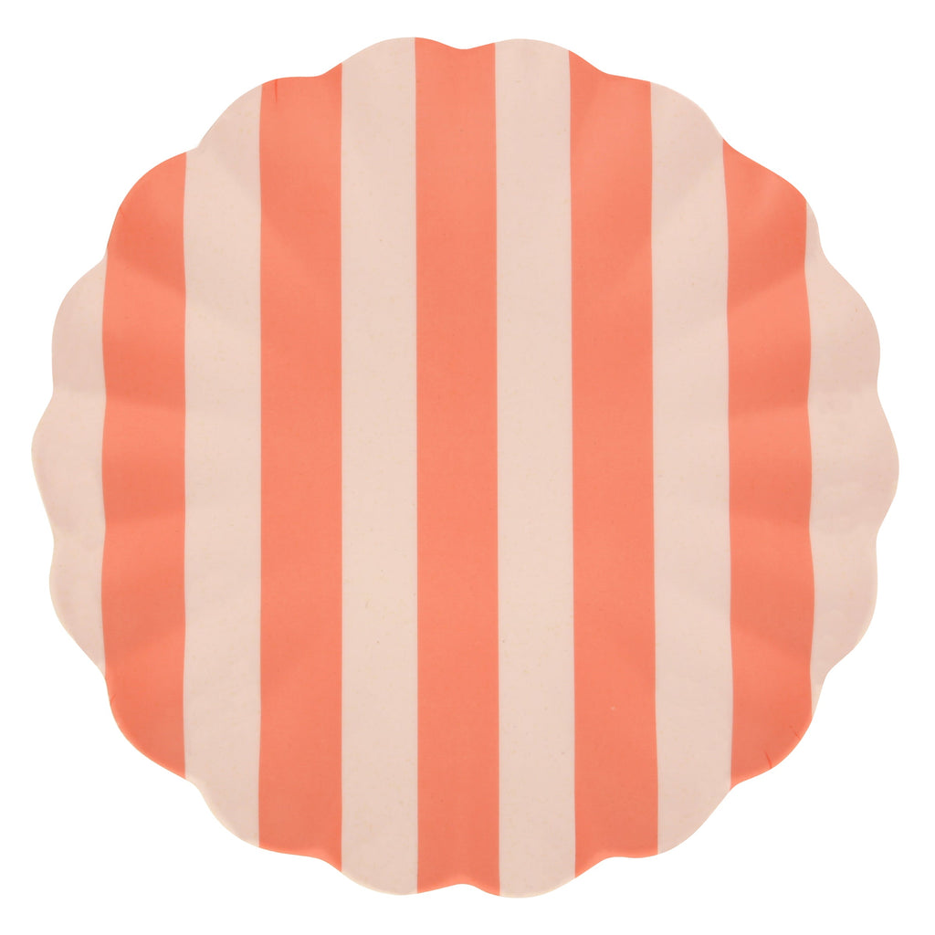Stripy Reusable Bamboo Large Plates, Set of 6