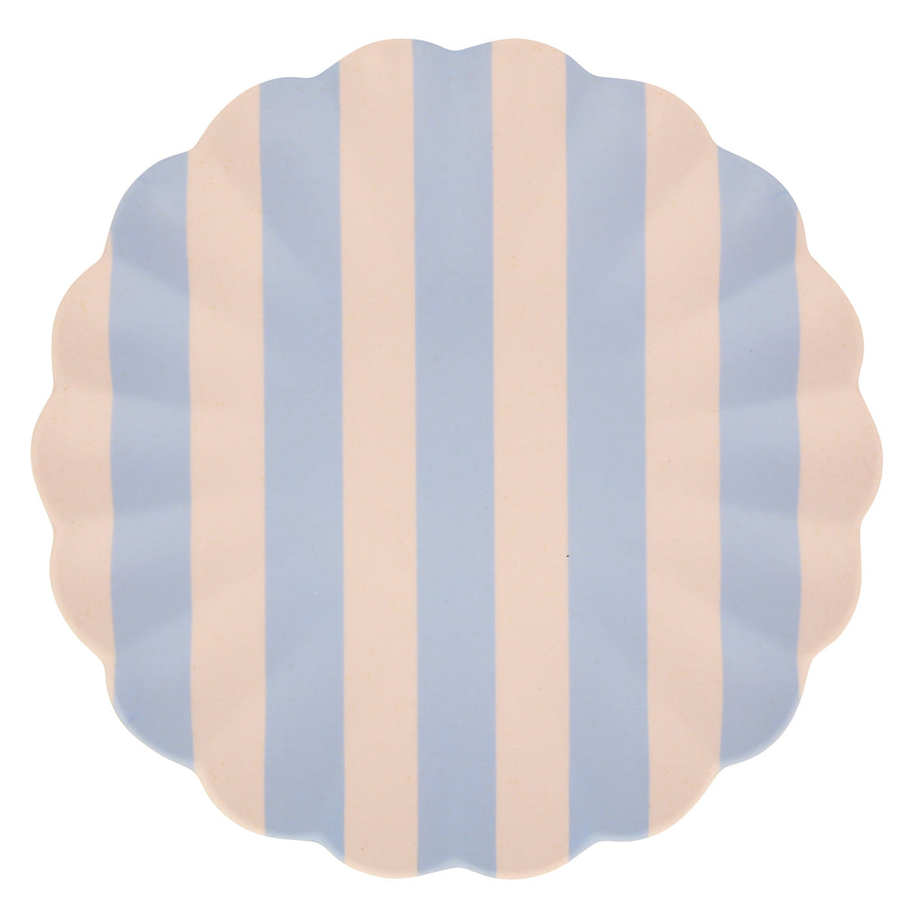 Stripy Reusable Bamboo Large Plates, Set of 6