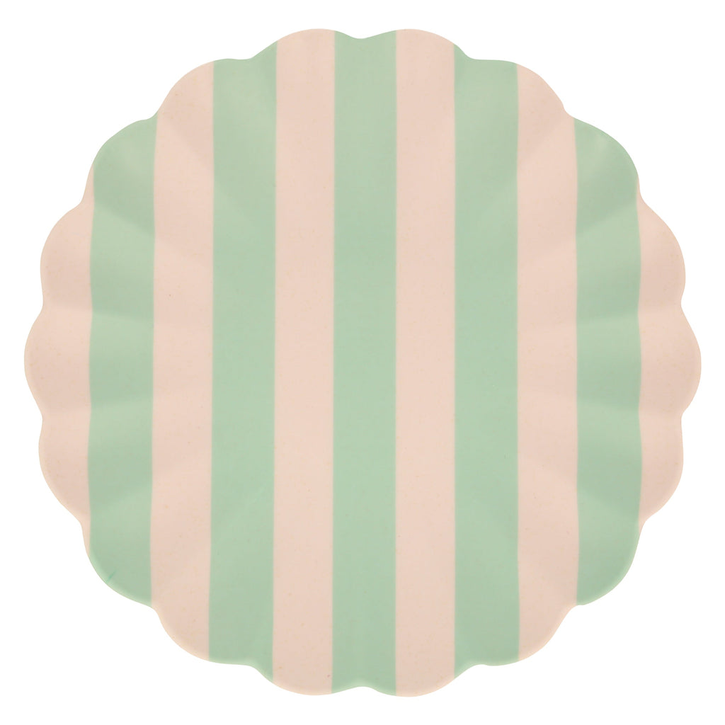 Stripy Reusable Bamboo Large Plates, Set of 6