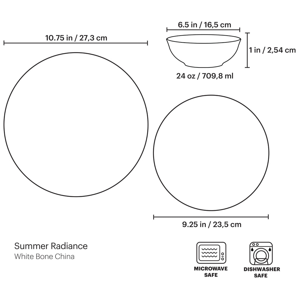 Thekbunny Summer Radiance 12-Piece Dinnerware Set