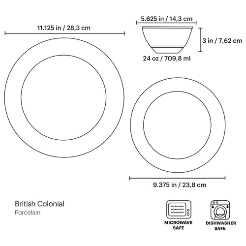Thekbunny British Colonial Bamboo 12-Piece Dinnerware Set