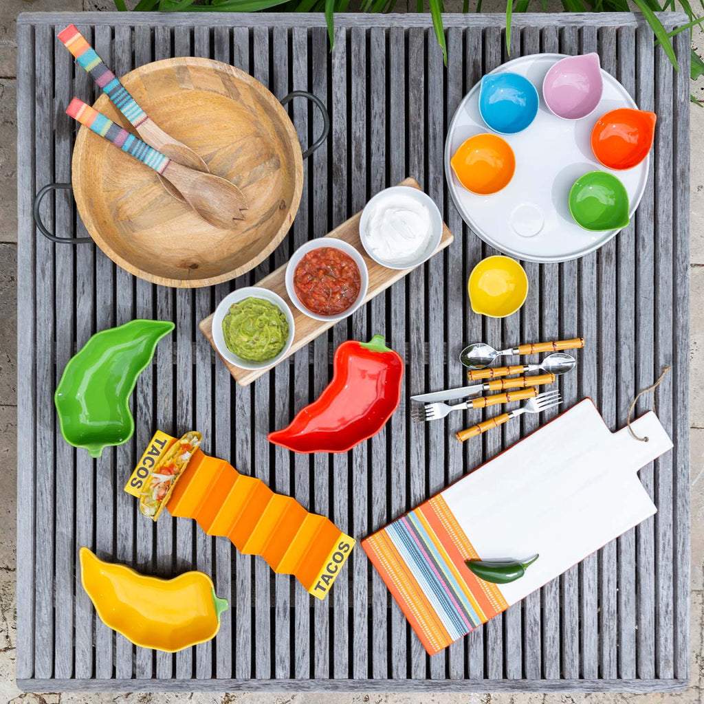Thekbunny Bamboo Handle 20 Piece Flatware Set