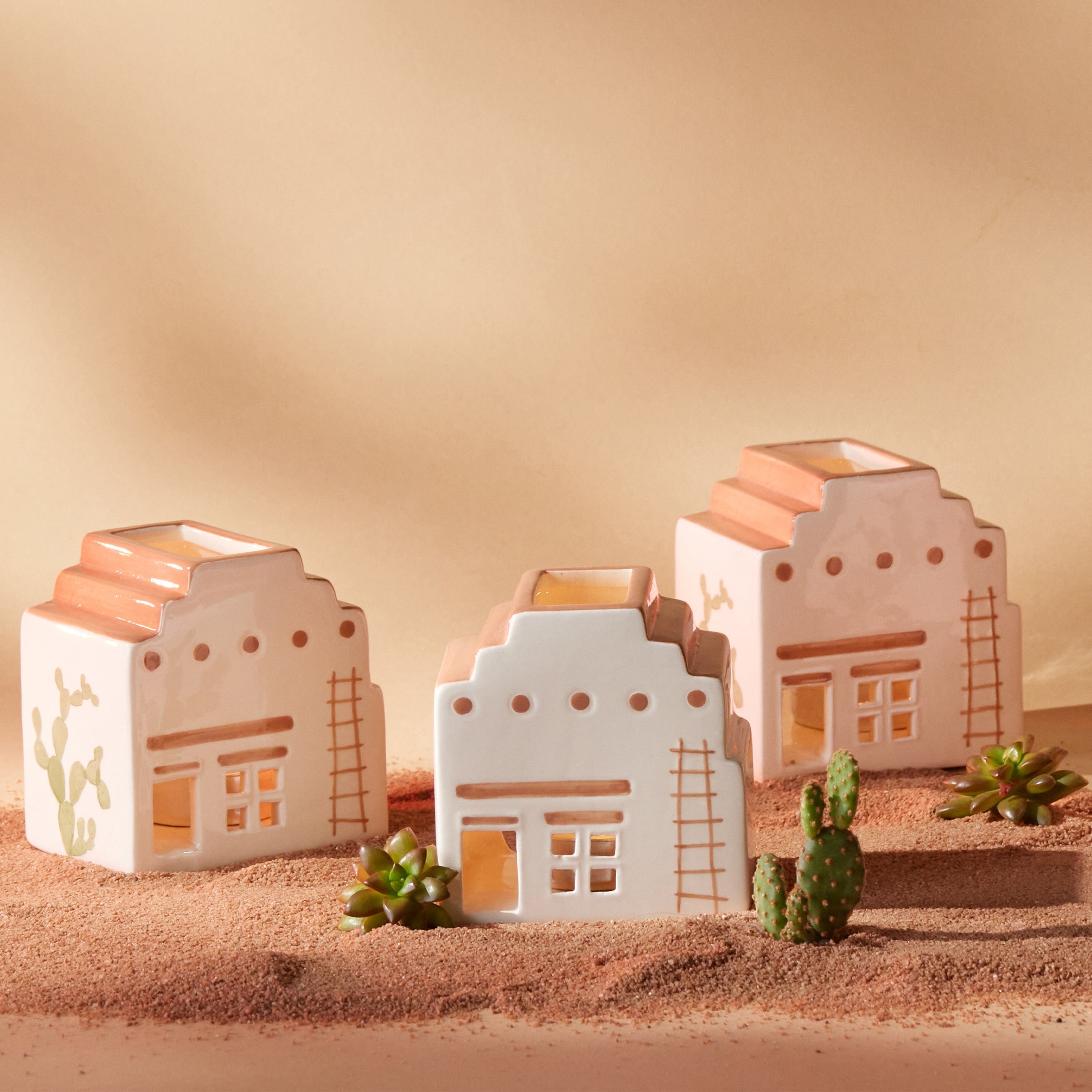 Thekbunny Incense House with Tea Light + 20 Cones, Santa Fe Adobe