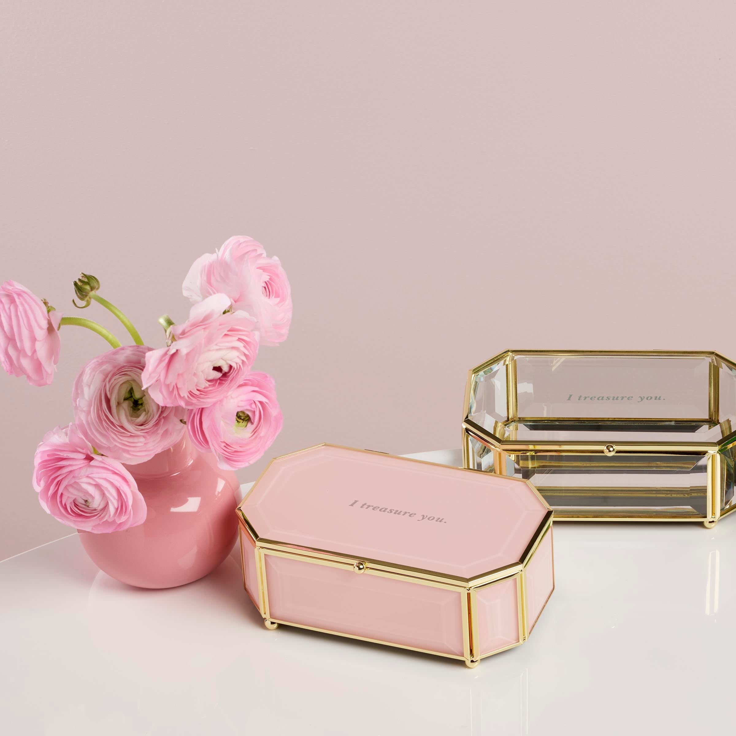 Thekbunny I Treasure You Pink Jewelry Box